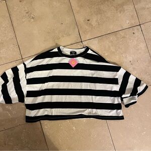 LaLa Black and White Striped Tee